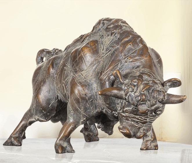 Edition Strassacker Bronzeskulptur "Stier" Waldemar Schröder