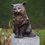 Bronzeskulptur "Sitzende Langhaar-Katze"