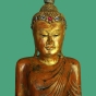 Buddhafigur aus Holz in Orange/Gold, Varada-Mudra, 180cm