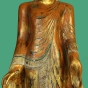 Buddhafigur aus Holz in Orange/Gold, Varada-Mudra, 180cm