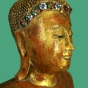 Buddhafigur aus Holz in Orange/Gold, Varada-Mudra, 180cm