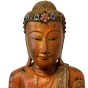 Buddhafigur aus Holz in Orange/Gold, Varada-Mudra, 174cm