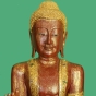 Buddhafigur aus Holz in Rot/Gold, Abhaya-Mudra, 180cm