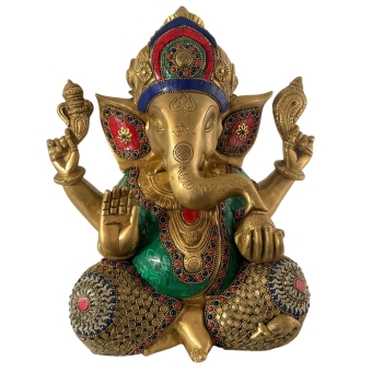 Sitzender Ganesha aus Messing - 30cm