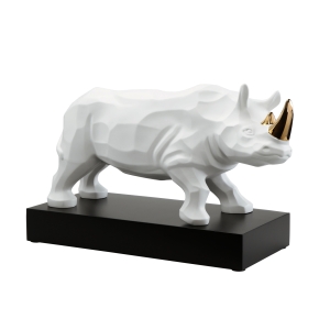 Goebel Skulptur "Weißes Rhinozeros mit Gold" - limitiert