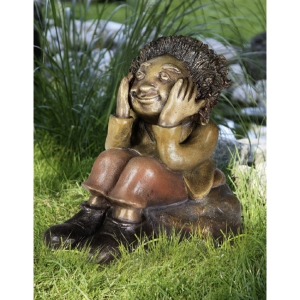 Bronzeskulptur denkender Junge von Strassacker