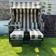 Sonnenpartner Gartenstrandkorb "Classic Bullauge" 2,5 Sitzer in grau Halbliegemodell - Ausstellungsstück