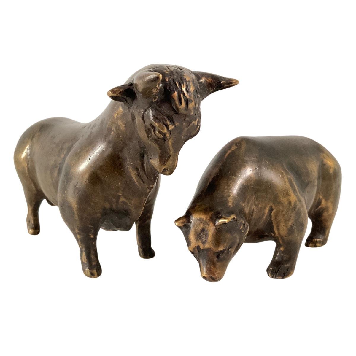 Skulpturenpaar Bulle und Bär, Version in Kunstbronze von Roman kaufen