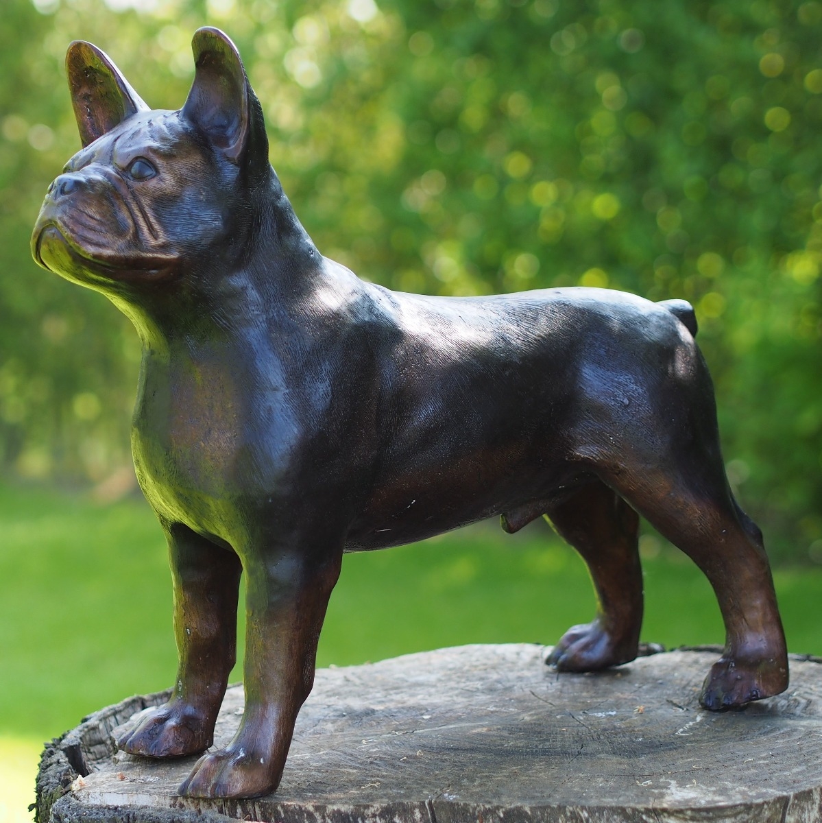 Hunde Figur Französische Bulldogge stehend braun Hund Tierfigur Hundefigur