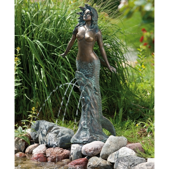 Rottenecker Bronzefigur "Meduna Meerjungfrau" als Wasserspeier